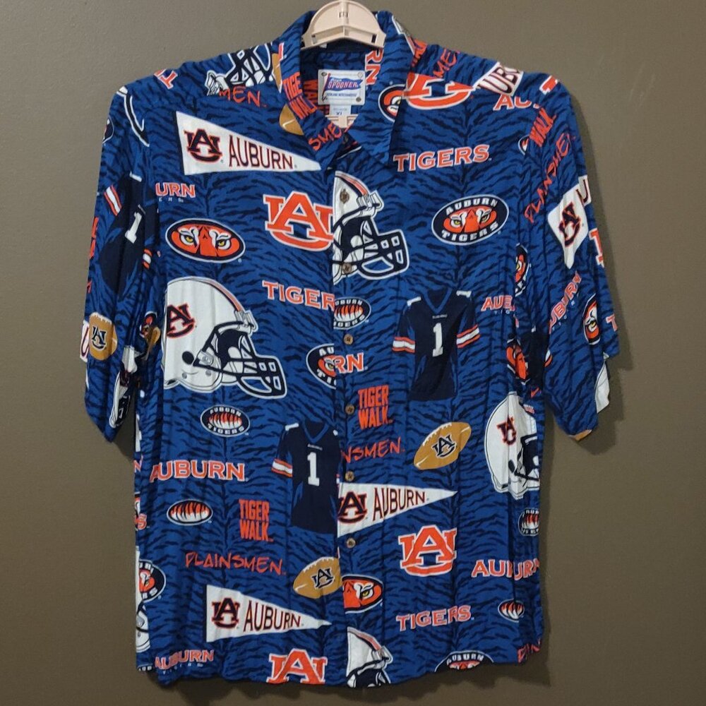 Reyn Spooner Auburn Tigers Hawaiian Button Up Shirt SIZE XL